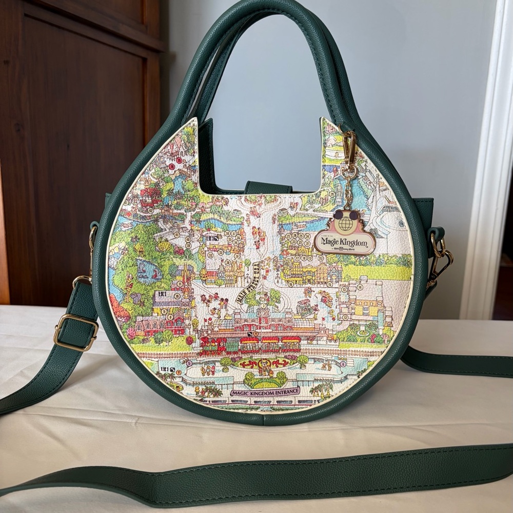 Walt Disney World 50th Anniversary Magic Kingdom Map Green Crossbody Bag